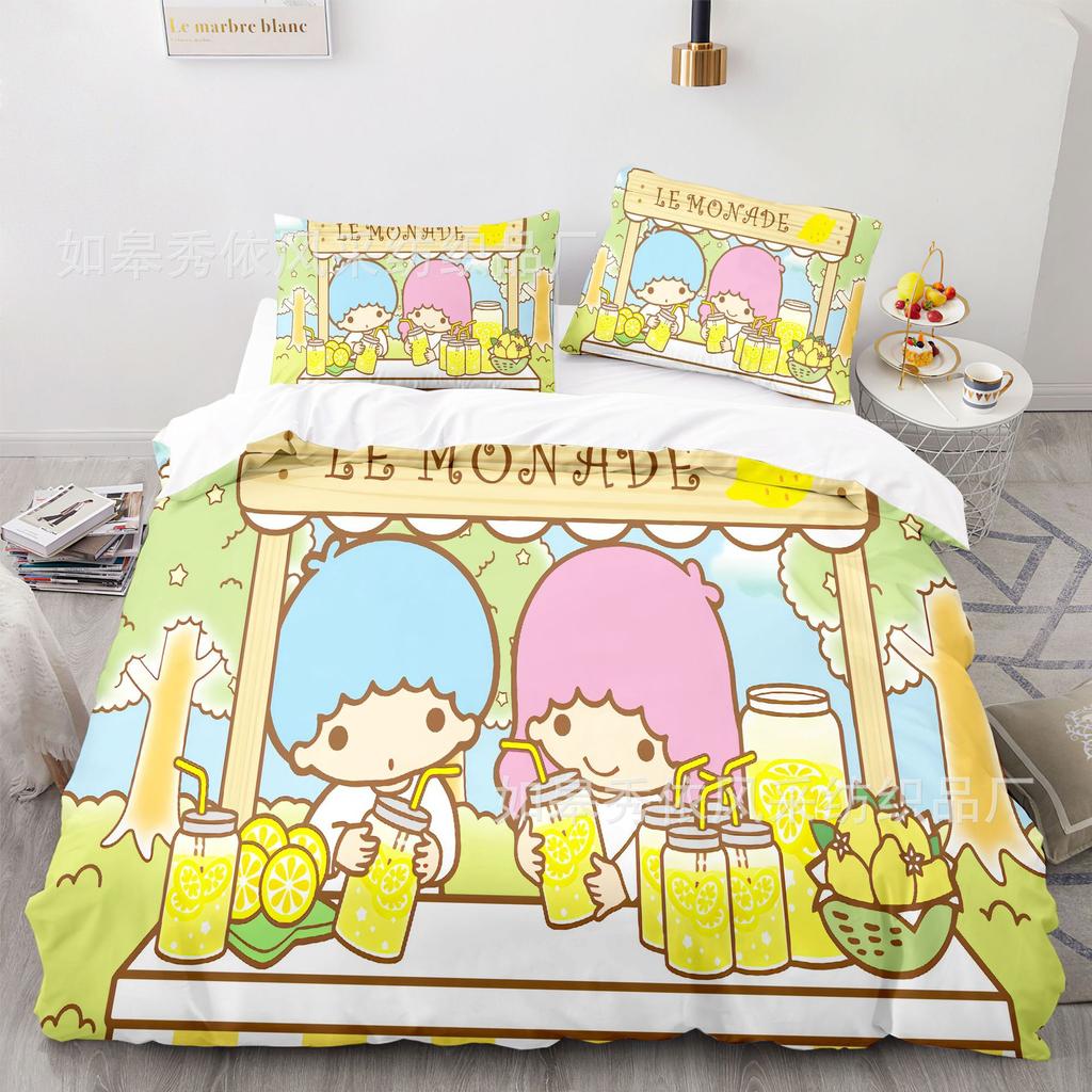 Sanrio Little Twin Stars Bedding Sets Comforter Quilt Bed Cover Duvet Cover Pillow Case 2-3 Pieces Sets Kids Adult Size