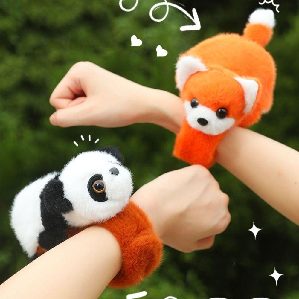 Turn into Highland dog Slap Bracelet Series Simulation Raccoon Plush Wrist Band  Birthday Gift