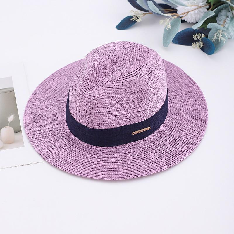 Panama Straw Hat Women's Summer Top Hat Versatile Jazz Hat Adjustable Sun Hat for Shopping Sun Hat
