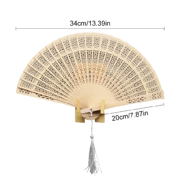 Wooden Hand Fan Hollowed Carved Wood Fan Decorative Hand Fan,Vintage Foldable Chinese Fan Photography Props for Womens