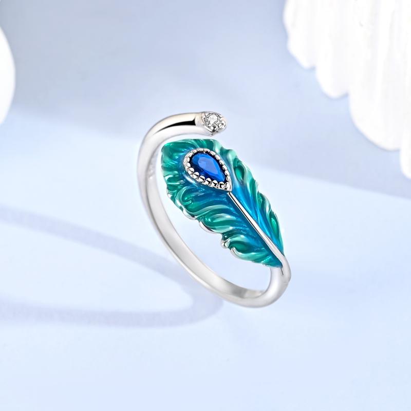 Free Size Ring For Women S925 Silver Original Blue Eyes Dragon Bee Shell Cherry Adjustable Rings Clover Chain Open Ring Jewelry