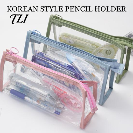 School Supplies Case Transparent PVC Pencil Case, Large Capacity Waterproof Stationery Student Pen Storage Organizer, Durable Zipper Bag for Exam