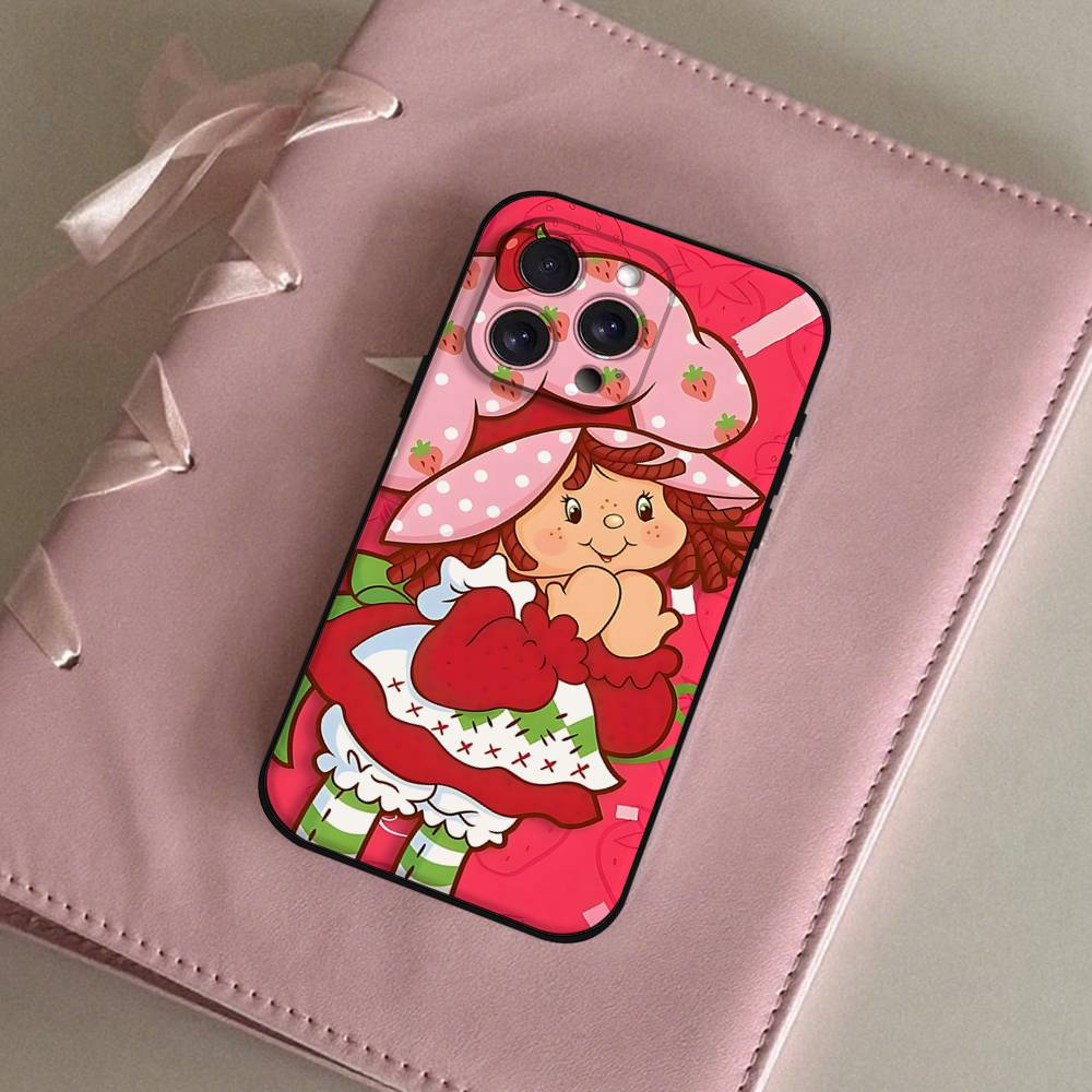 Strawberry S-Shortcake Phone Case For IPhone 1716 15 14 13 Pro Max 11 12 Mini X Xs XR Black Silicone Cover