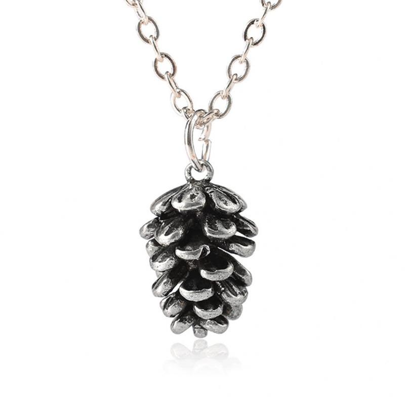 Vintage Frauen süße Tannenzapfen Form Anhänger dünne Kette Halskette Schmuck Geschenk