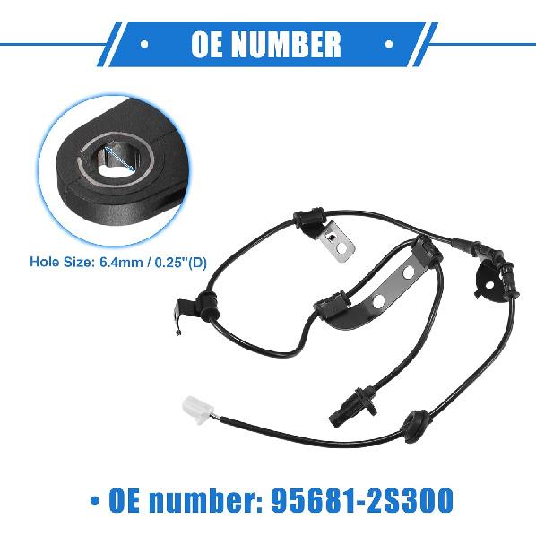 ABS Wheel Speed Sensor Compatible for Hyundai Tucson 2010-2015 2.0L 2.4L 2WD, Custom Plastic Black Rear Right Passenger Side No.95681-2S300