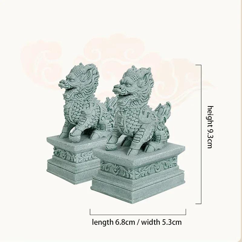 Coppia di Fu Foo Dog Statue di Pietra Guardiane Leoni Statuette Decorative Cinesi Feng Shui Ornamento da Scrivania Decorazione per Casa Soggiorno Bar Caffetteria
