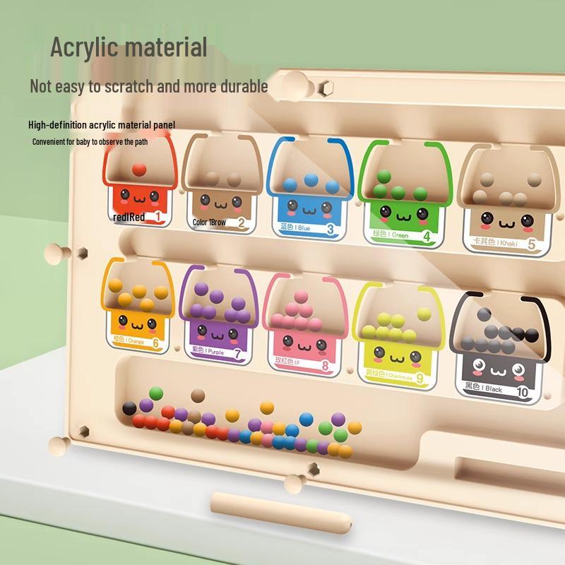 Children's Magnetic Pen Maze: Wooden Arithmetic, Number & Color Recognition Puzzle