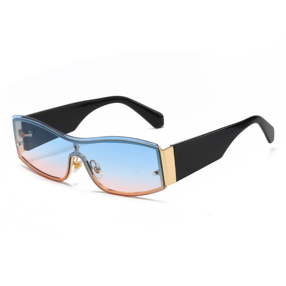 Fashionable Metal Sunglasses For Men And Women Hip Hop Style One-Piece Outdoor Uv Protection Shades Trendy Sun Glasses