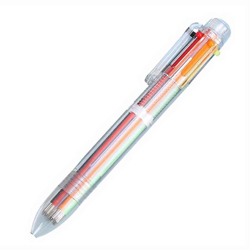 Back To School Season 10pcs Creative Transparent 6-color Ballpoint Pen Cute Student Stationery Multi-color Pen Oil Pen Color Ballpoint Pen