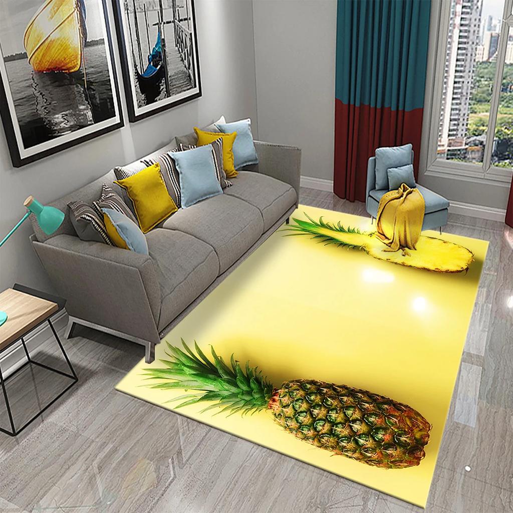 Zabawny Dywan Ananas 3D Dywany ze Wzorem Świeżych Owoców Dywan do Salonu Dywanik Podłogowy do Pokoju Dziecięcego Dywan Okno Przy Łóżku Wystrój Domu