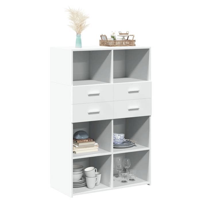 VidaXL Buffet haut blanc 80x42,5x124 cm bois d'ingénierie, buffet, armoire de rangement, panneau latéral, armoire, armoire 3281385