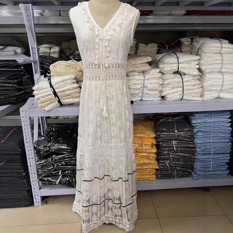 Women's Bohemian Summer Vacation Lace Dress Sleeveless Long Dress