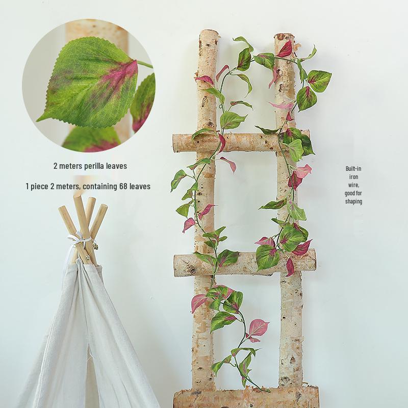 Luxurious Staircase Decor: Bionic Green Rose Vines & Leaves