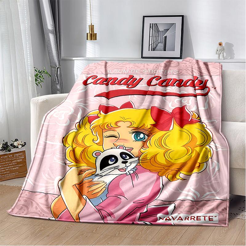 Candy Candy 29 Styl Nowy Retro Kreskówkowa Dziewczyna Anime Miękki Pluszowy Koc, Flanelowy Koc Narzuta do Salonu Sypialni Sofa Prezent dla Dziecka