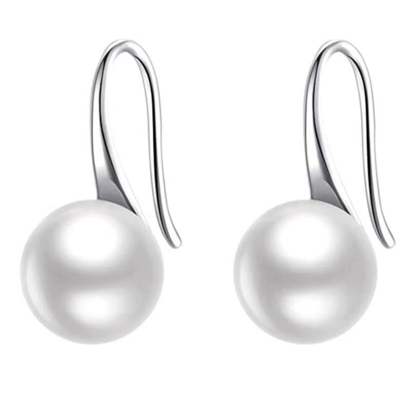 Fashion Pearl Earrings Light Luxury Simple Geometric High Heels Ear Hook Earrings Women