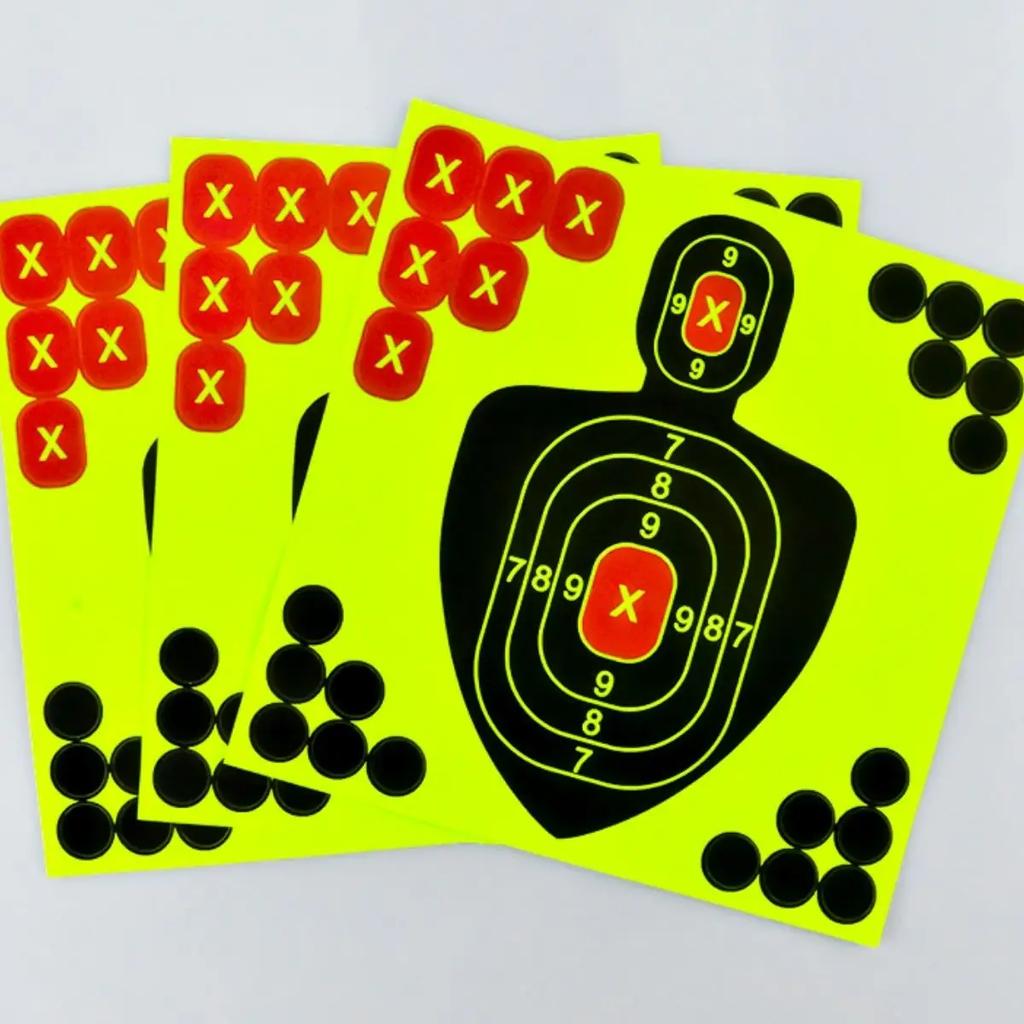 A6 25 Blatt/Packung 8 Zoll Helles Fluoreszierendes Gelbes Splatter-Ziel-Aufkleber - Haftende Reaktive Schießziele