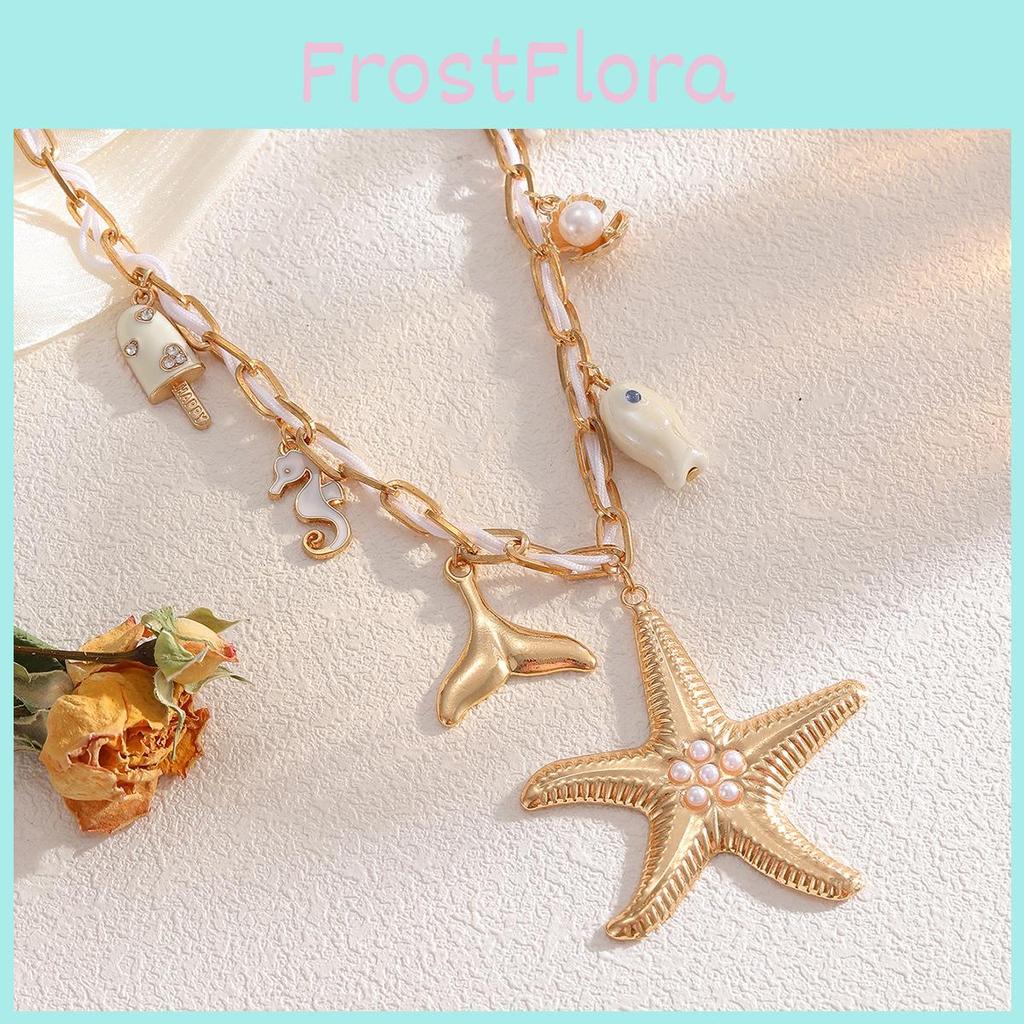 Starfish Necklace For Women Summer Beach Jewelry Zinc Alloy Geometric Design