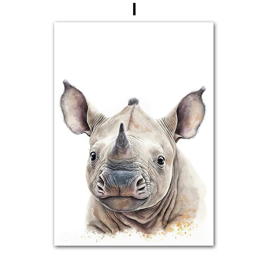 Giraffe Lion Elephant Animal Canvas Print Nursery Animal Nordic Wall Art Poster Picture Baby Children Room Christmas Home Decor
