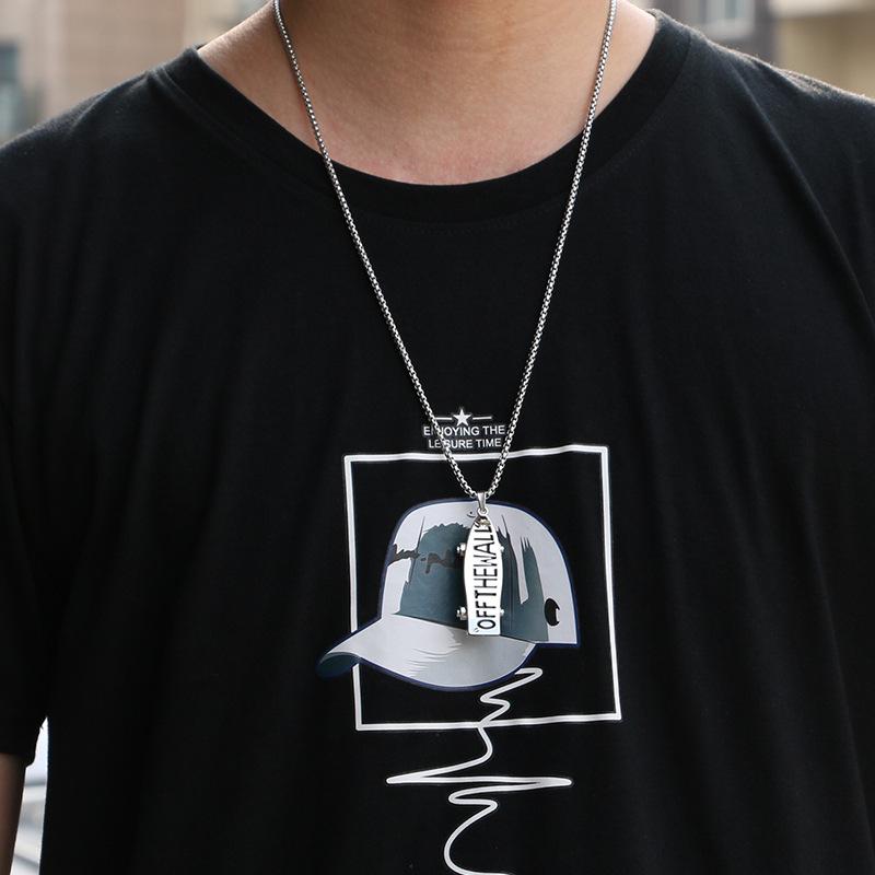Trendy Titanium Steel Hip Hop Sweater Chain with OFFTHEWALL Letter Pendant for Men