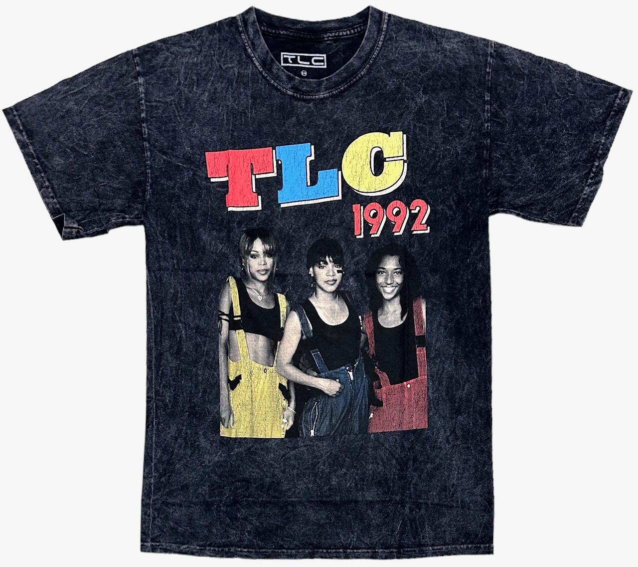 TLC R&B Music Band Unisex T-shirt 1992 Mineral Acid Distressed Vintage Wash Tee S
