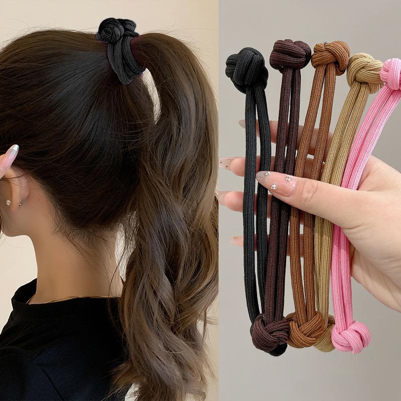 2/10 Piezas Gomas Elásticas para el Pelo Anudadas para Mujeres Alta Elasticidad Cuerda para la Cabeza de Chica de Moda Coletero Accesorios para el Cabello