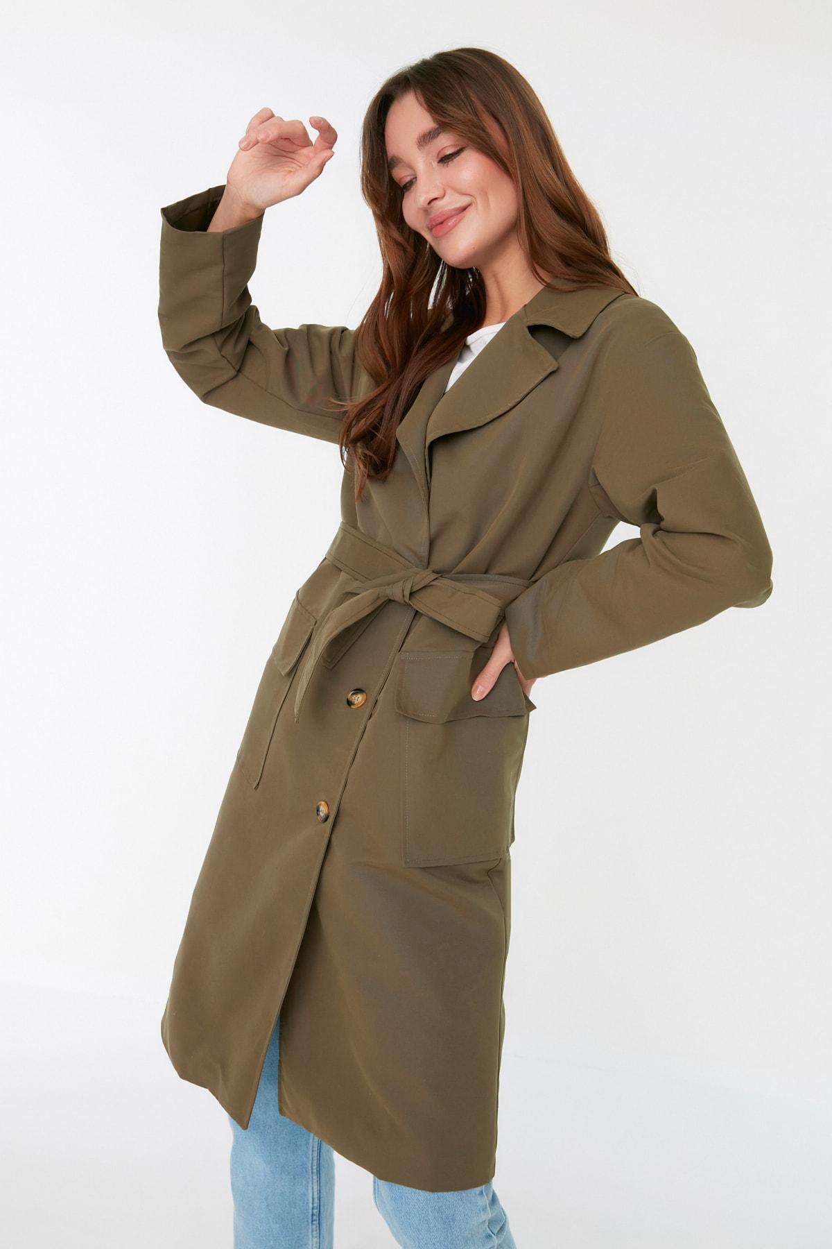 

Серый тренч с поясом и пуговицами TWOSS22TR0020..