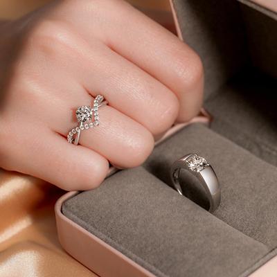 Couple Ring Opening Adjustable Luxury Wedding Gift Sparkling Rhinestone Women Men Ring Jewelry