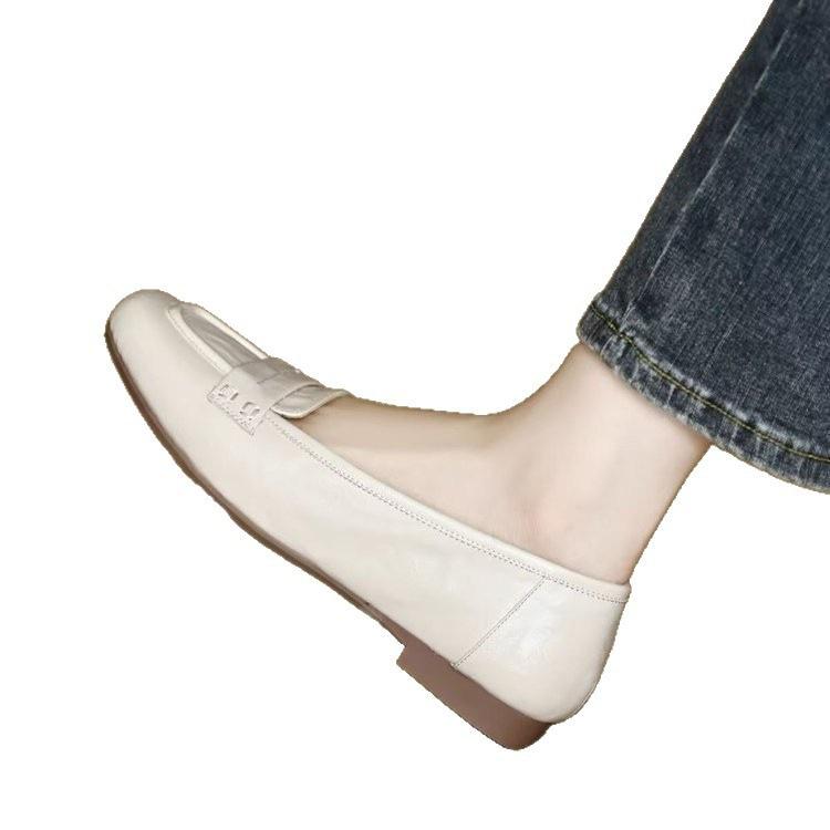 Scarpe Doudou in morbida pelle francese autunno nuove bocca bassa suola piatta scarpe singole suola morbida punta quadrata