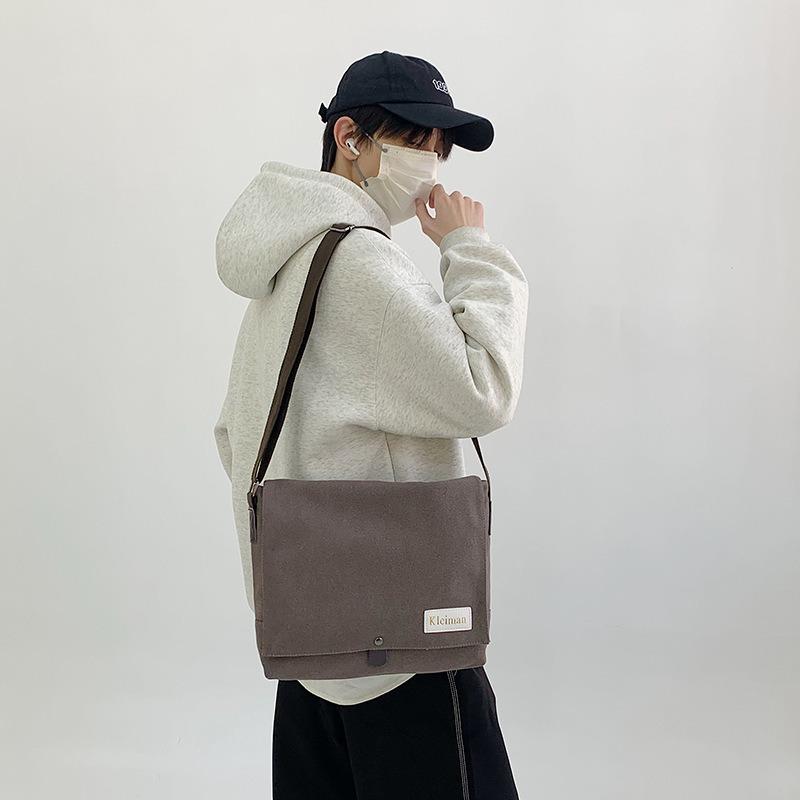 Niche design simple canvas bag men's new versatile casual shoulder bag going oblique span bag