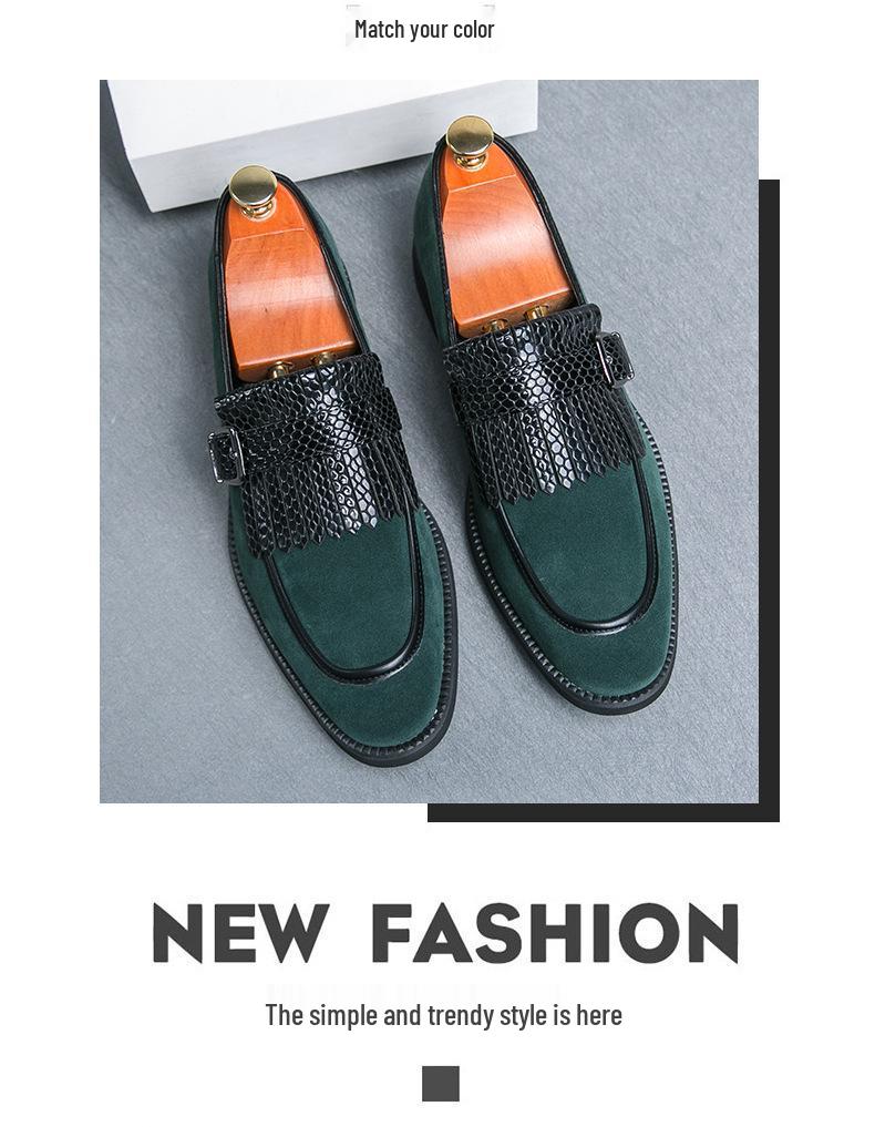 Men's Retro Tassel Loafers: Cross Buckle Slip-On British-Style Leather Shoes