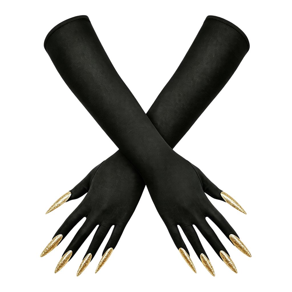 Halloween Long Nail Gloves for Women Witch Costume Party Accessories
