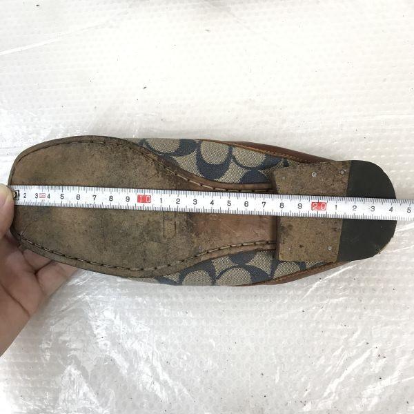 Italy COACH Signature Leather Clog Mule 6.5B 23-23.5 Gray Handmade(USED)