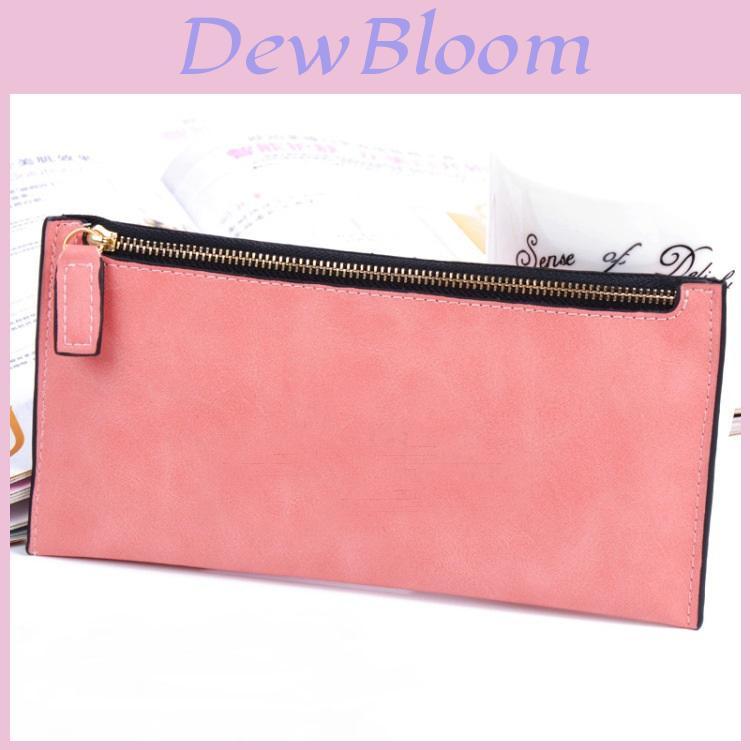 New Fashionable European American Simple Matte Long Wallet Women Thin Zip Wallet Student Clutch Card Holder