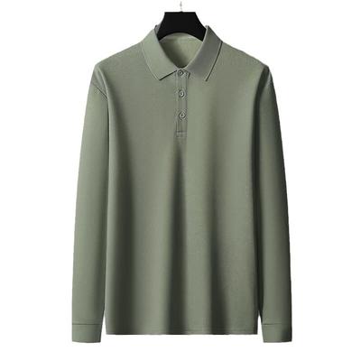 Spring and Autumn Sports and Leisure Business Long Sleeved Polo Shirt Men's Solid Color Polo Shirt
