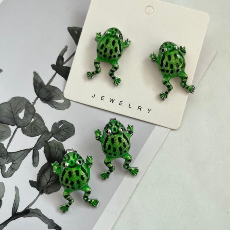 Cute Big Frog Stud-Earring For Women Girls Ear Jewelry Frog Ear Cuff Earrings Party Gifts Haliday Vacation Ornament