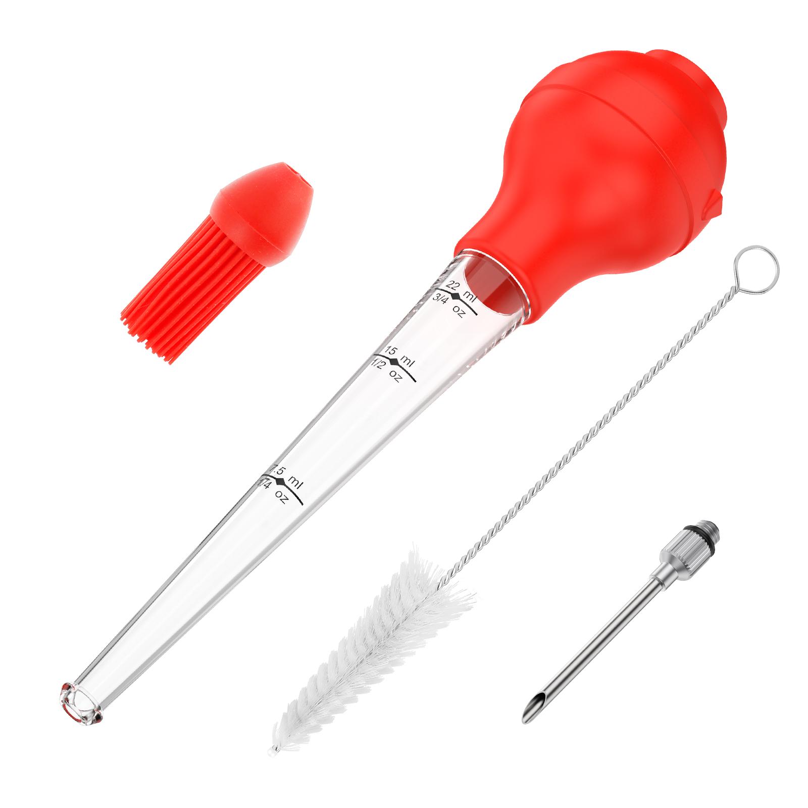 Turkey Baster Set of 4, Quality Silicone Bulb Including Meat arinade Injector Needle with Barbecue Basting Brush Dropping Pipett