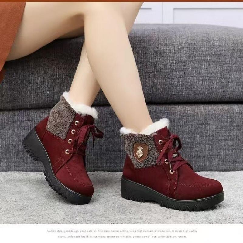 Fashion Women's Winter Low Heels Snow Boots With Fur Warm Winter Shoes Woman Ankle Booties Botas Mujer Platform Ladies Footwear Female