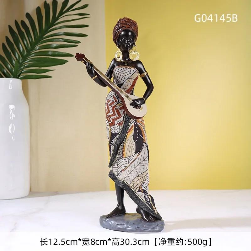 

31cm Vintage African Style Resin Crafts Ornament Modern Art Figure Living Room Office Interior Decoration Accessories