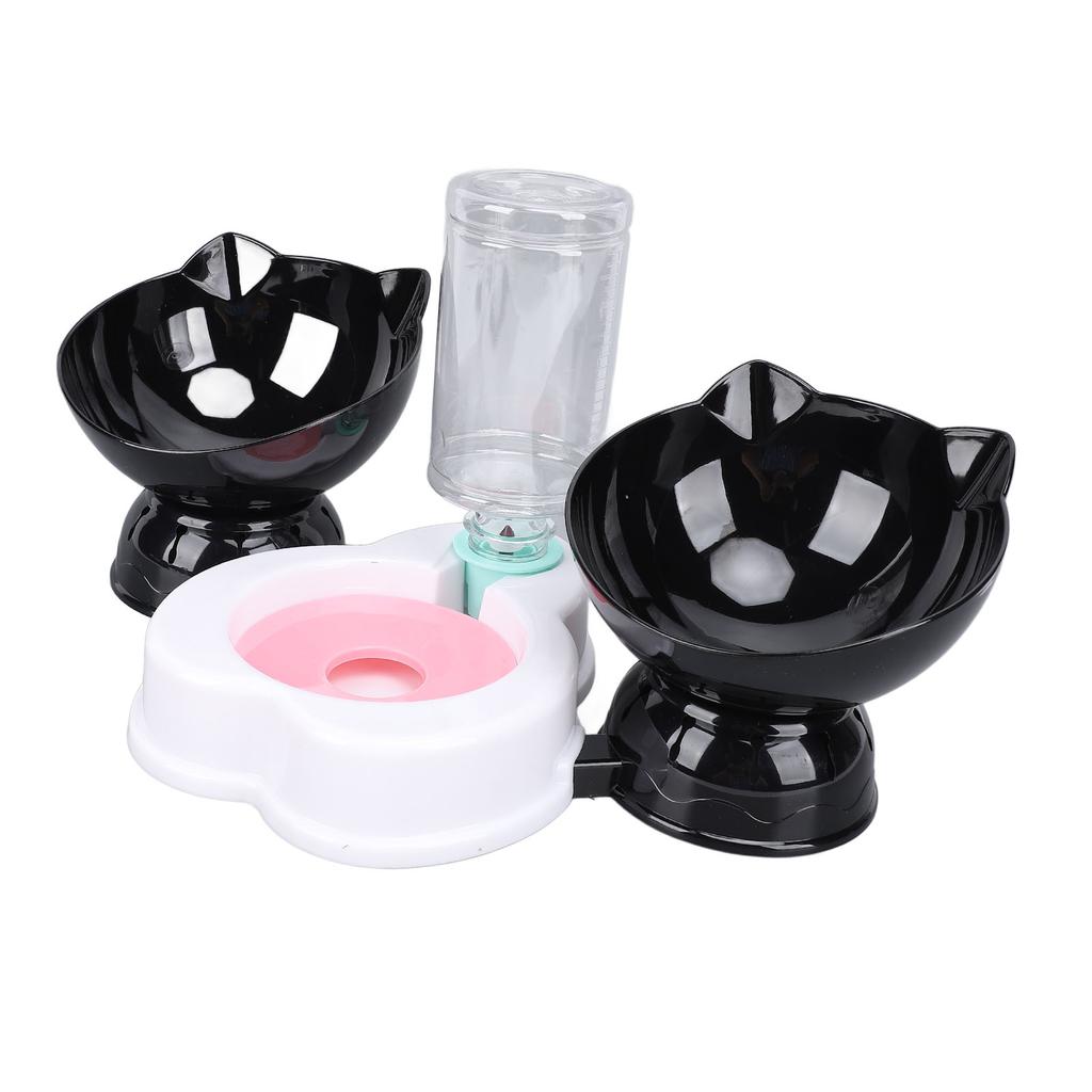Cat Food and Water Bowl Set Neck Guard 3 In 1 Double Cat Feeding Bowl and Automatic Water Dispenser Set for Home Pet