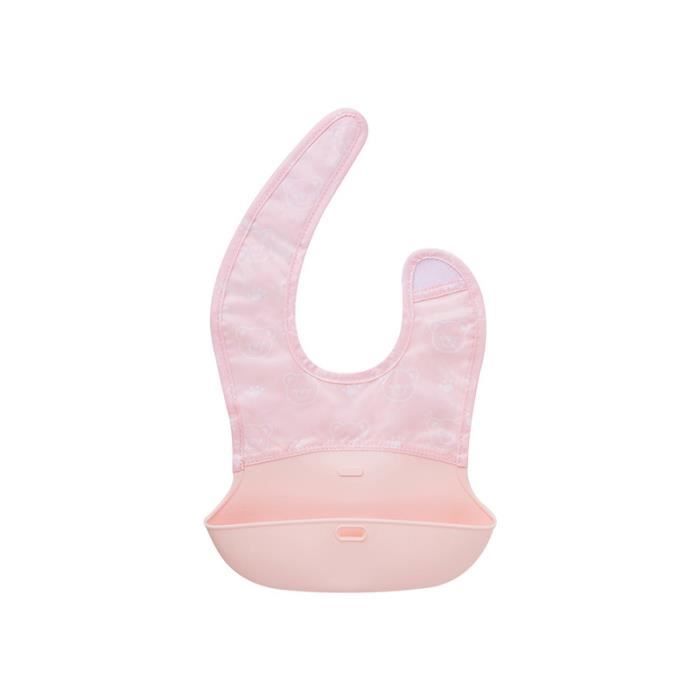 Babeiro Dobrável Easy - Marca - Rosa claro - Silicone e Poliéster - Resistente à água