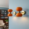 Mid Century Modern Orange Diabolo Wall Sconce Pair, Italian Brass Double Globe Wall Light, Retro Vanity Lighting Fixture