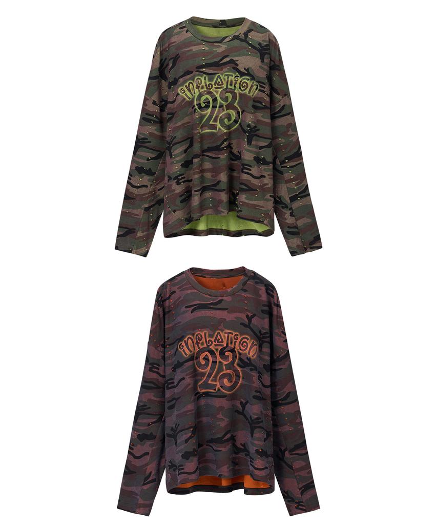 BUTTON SEOUL Grafik Camo Übergroß Langarm (2 Farben)