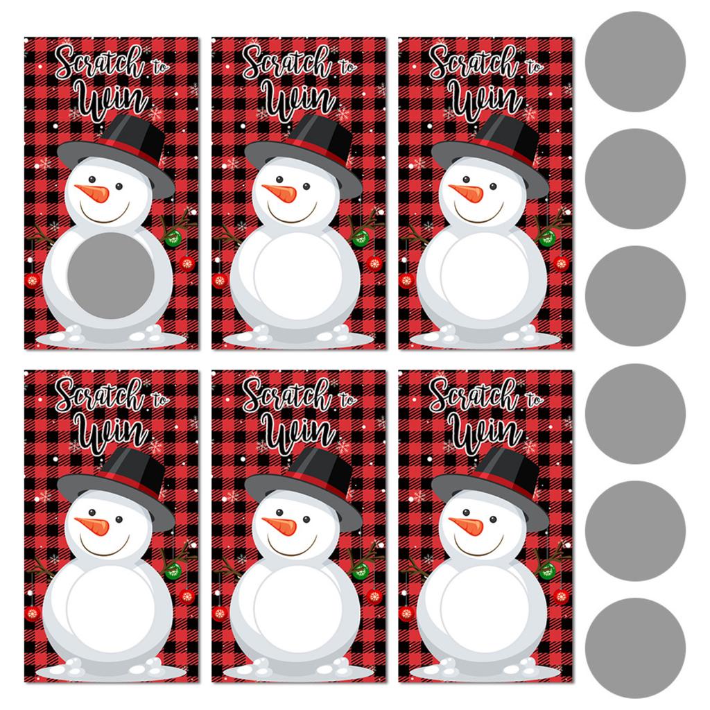 Christmas Party Cartoon Snowman Christmas Tree DIY Raffle Scratch Card Game Card Set