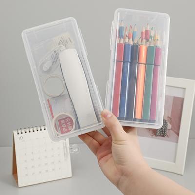 Tocuri simple din plastic pentru creion Cutie pătrată transparentă de depozitare Suport pentru creion pentru stilou student Cutii practice de papetărie