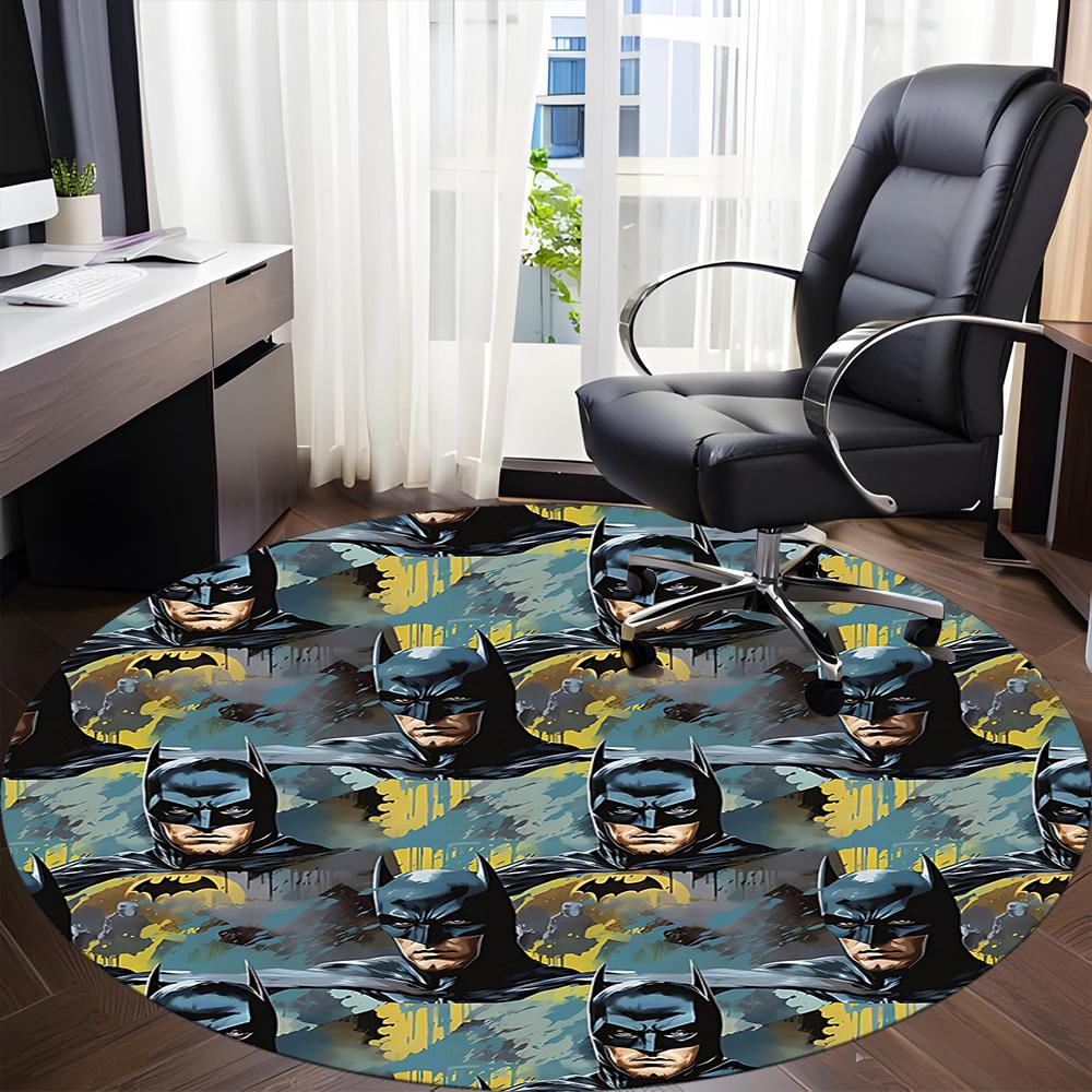 1pc Batman Pattern Office Round Area Rug, Under Office Chairs Bedroom Living Room Home Decor, Room Deco, Available in Various Sizes