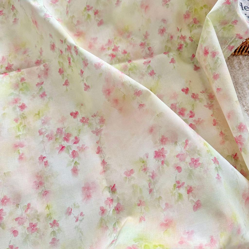100% Cotton Korean Style Gentle Floral Digital Print Fabric for Women's, Children's, and Adult Clothing & Home Wear