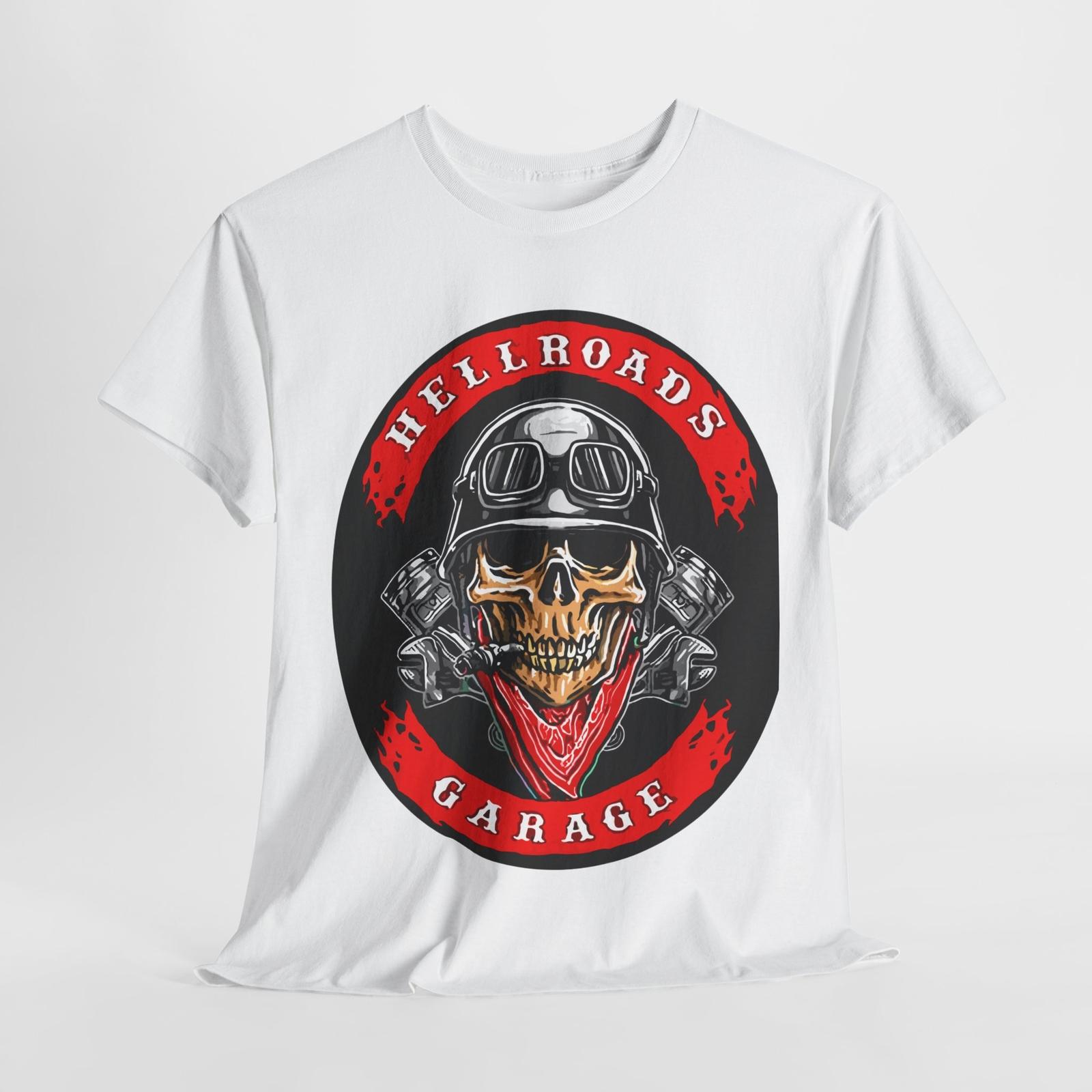 HELLROADS GARAGE ЧЕРЕП ШЛЕМ КРУТАЯ ГРАФИЧЕСКАЯ ФУТБОЛКА Унисекс Плотный Хлопок S разноцветный