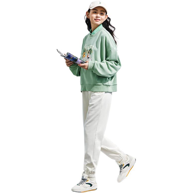 Anta Comfortable Casual Versatile Solid Color Knitted Sports Pants Women Bottoms Vanilla-White 962517310N-2