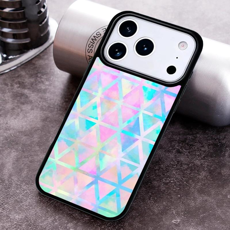 Watercolor Triangle Pattern Phone Case For iPhone 17,16e,15,14,13,12,11,Mini,Pro,MAX soft Silicone Cover