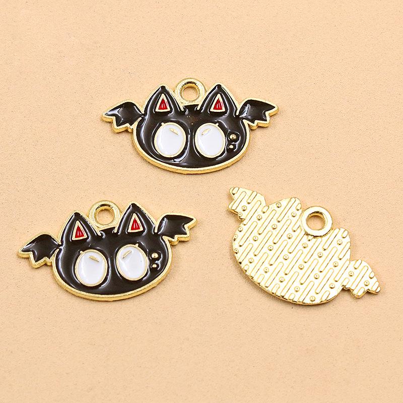 DIY Halloween Alloy Jewelry Charms: KC Gold Drip Oil Bat, Pumpkin, Ghost Pendants